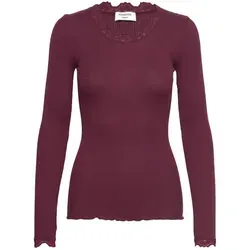 rosemunde Longsleeve Babette silk shirt mit Seide Langarm, mit Spitze, feminin, bequem, Seidenmix lila S (36)