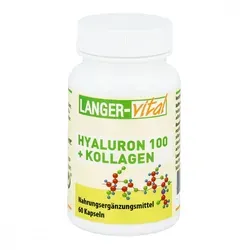 Hyaluron 100 + Kollagen 250 Kapseln - Arzneimittel zur Unterstützung der Hautelastizität, kombiniert mit Hyaluron und Kollagen für eine jugendliche Ausstrahlung.