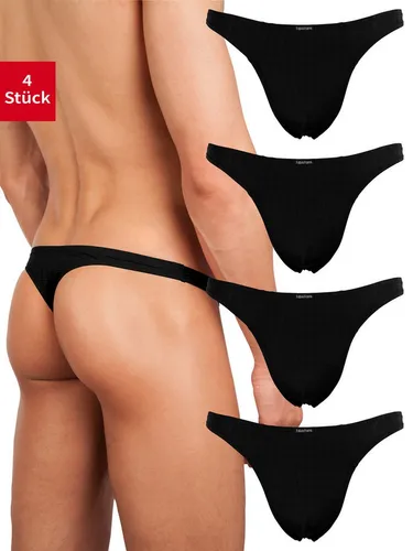 Fabio Farini String Herren Unterhosen - Männer Tangas aus atmungsaktiver Mikrofaser (4-St) im sportlichen Look mit Karo-Muster