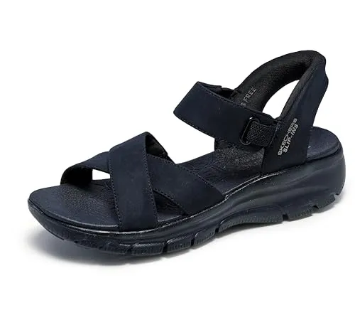 Skechers Damen Easy Going Somewhere Sunny Sneaker, Schwarz, 38 EU - Damen-Sneaker mit veganem Material und entspannter Passform, ideal für den Alltag dank integriertem Yoga-Schaumstoff für hohen Tragekomfort.