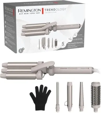 REMINGTON CI41MS Multistyler 5-in-1 - Lockenstäbe mit 5 austauschbaren Aufsätzen für vielseitige Looks von Locken bis Wellen, inklusive Antistatik-Technologie für glatte und glänzende Ergebnisse.