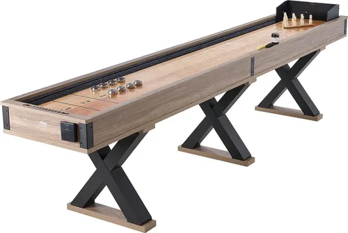 VEVOR Shuffleboard-Tisch 11,5 Fuß - Kicker Tisch - 2-in-1 Shuffleboard- und Bowling-Set für Familienspaß, kratzfestes Spielfeld und umfangreiches Zubehör inklusive 8 Pucks und Bowlingset.