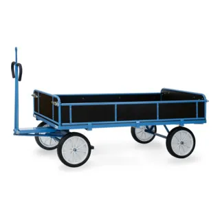 fetra Handpritschenwagen 6456V mit Zugöse - Industrieanhänger & Handpritschenwagen, robustes Baukasten-System aus pulverbeschichtetem Profilstahl, rutschsichere Ladefläche und abklappbare Bordwände für vielseitigen Einsatz.