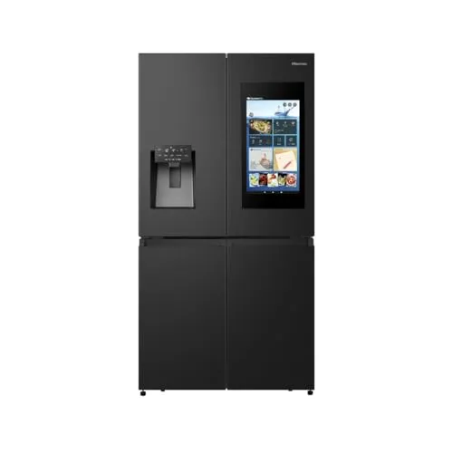 Hisense RQ760N4IFE Cross Door Kühl-Gefrierkombination - Kühlschrank mit Total NoFrost-Technologie für stets frische Lebensmittel, freistehend und modern in Schwarz, Energieeffizienzklasse E.
