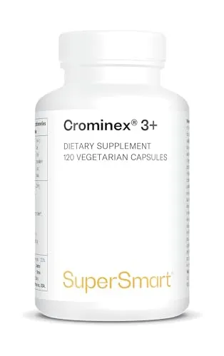 Supersmart Crominex 3+ - Chrompräparat für Gewichtsabnahme - Chrompräparat mit verbesserter Bioverfügbarkeit zur Unterstützung der Fettverbrennung und Regulierung des Appetits. 120 vegetarische Kapseln für eine gesunde Gewichtsreduktion.