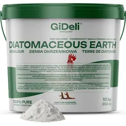 GiDeli Kieselgur 10 kg – Reines Diatomeenerde Pulver - GiDeli Kieselgur – 100 % reines, unkalziniertes Diatomeenerde Pulver zur Unterstützung der Stallpflege. Ideal für eine hygienische Umgebung bei Hühnern, sorgt für trockene Einstreu und verbessert die Stallhygiene.