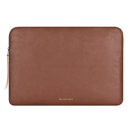 Comfyable Laptophülle aus Leder Kompatibel mit 16 Zoll MacBook Pro M4 M3 M2 Pro/Max 2023 M1 2021-2019 & 15 Zoll MacBook Air M4 A3241 M3 A2941 M1, Zero Movement + Wasserabweisend, Braun