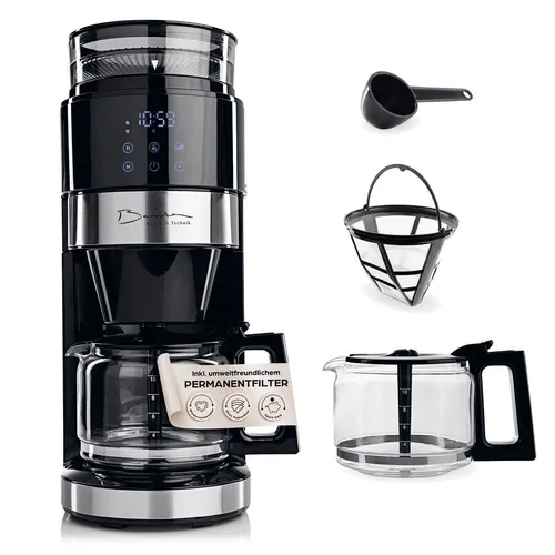Barista Kaffeemaschine mit Mahlwerk - Filterkaffeemaschine mit 900W Leistung, LED-Touchdisplay und Timerfunktion für bis zu 10 Tassen - für perfekten Kaffeegenuss zu Hause.