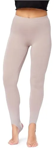Bellivalini Damen Thermo Leggings Gefüttert mit Fußschlaufe für Winter Warme Apre Ski BLV50-321 (Caffelatte, XXL)