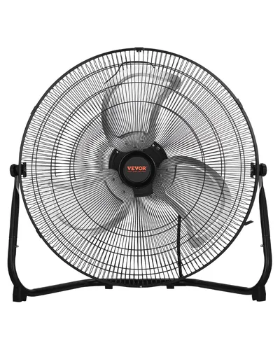 VEVOR 20-Zoll-Bodenventilator - Industrieventilator mit 3 Geschwindigkeiten und 360° verstellbarer Neigung, ideal für hohe Luftzirkulation und leisen Betrieb in Werkstätten oder großen Räumen.