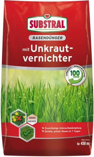 Substral Rasendünger mit Unkrautvernichter - 2in1, 9 kg, für 450 m²