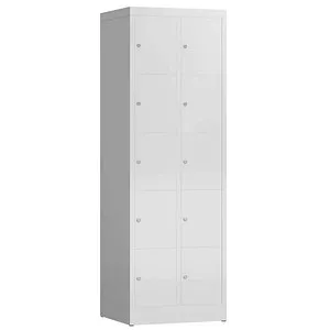 Schließfachschrank Fächerschrank 10 Fächer 180x60x50cm lichtgrau X-520520 - Robuster Schließfachschrank mit 10 Fächern für vielseitige Einsatzmöglichkeiten in Umkleiden und Pausenräumen. Pflegeleichte Stahlkonstruktion, komplett verschweißt und ohne Montageaufwand.