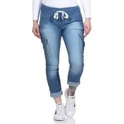 CLEO STYLE Damen Jogginghose Jeans 21094 - Mittelblau - Bequeme Jogginghose aus 75% Baumwolle, ideal für Freizeit und Sport, erhältlich in den Größen 36-40.