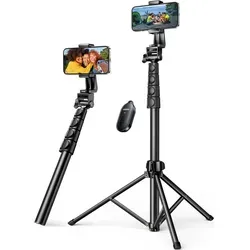 UGREEN Handy Stativ 170cm - Stabil und Tragbar mit Bluetooth Fernbedienung - Handy-Stative für iPhone, Galaxy & GoPro, höhenverstellbar von 48 cm bis 170 cm, ideal für Live-Streaming und Fotografie, mit stabiler Basis und drahtloser Fernbedienung für mehr Flexibilität.