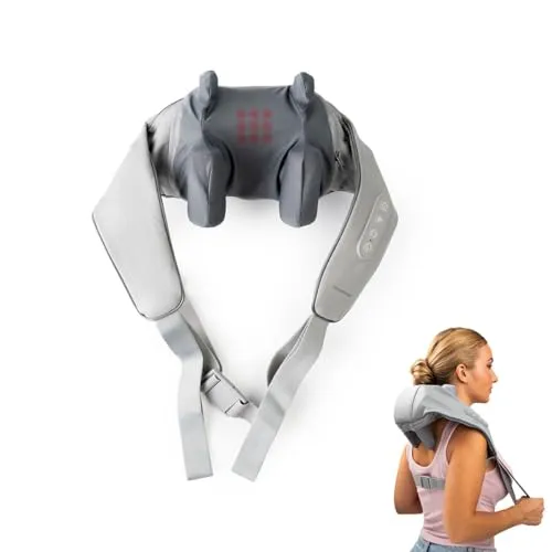 Wiederaufladbares 6D-Nacken- und Rückenmassagegerät Silax InnovaGoods - Massagegeräte für entspannende Tiefenmassage zu Hause, mit 6 bidirektionalen Noppen für einen Kneteffekt, 3 Massagemodi und Wärmefunktion für individuelles Wohlbefinden.