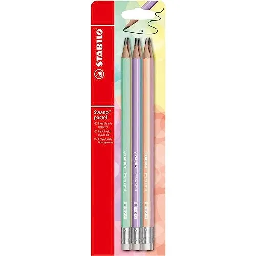 STABILO - Bleistift mit Radierer - Swano Pastel - 6er Pack - Härtegrad HB