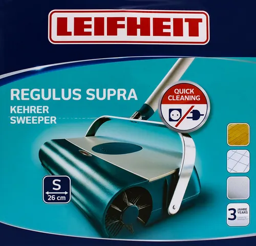 LEIFHEIT Alleskehrer Regulus supra Kehrer Kehrgerät 11950 - Bodenpflege leicht gemacht mit dem mechanischen Leifheit Regulus Supra Kehrer - ideal für schnelle Reinigung auf glatten Böden und Teppichen, umkreist mühelos Möbel und erreicht auch schwer zugängliche Stellen.