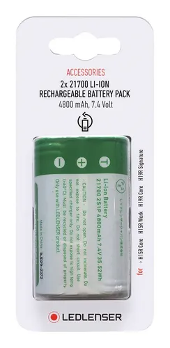 LEDlenser Ersatzakku 2 x 21700 3,7V 4800 mAh - Hochleistungsakku für langlebige Beleuchtung, ideal für Stirnlampen und Outdoor-Aktivitäten