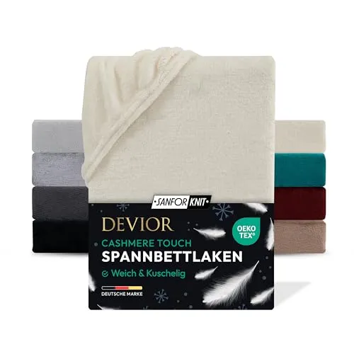 Devior Cashmere Touch Spannbettlaken, Natur, 180x200-200x200 cm – Flauschig weich & wärmend - Kuscheliges Spannbettlaken aus Cashmere Touch Mikrofaser (190 g/m²) für Topper und Matratzen bis 22 cm Höhe. Verfügbar in verschiedenen Größen und Farben, pflegeleicht und formstabil. Für einen gemütlichen Schlafkomfort.