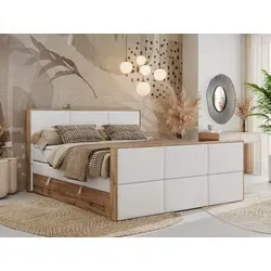 MKS MEBLE Doppelbett ALBERO 2 KING DUO - 120x200 cm - Boxspringbett mit zwei 7-Zonen Multipocket-Matratzen, T25-Topper und Stauraum für Bettwäsche - ideal für höchsten Schlafkomfort und elegantes Design.