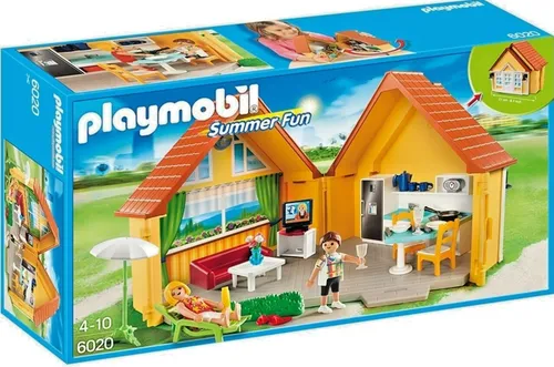 Playmobil Family Fun Ferienhaus Sommerhaus 4+ Jahre Nr. 6020 - Modernes Wohnen, kreatives Spielvergnügen für Kinder ab 4 Jahren mit detailgetreuem Ferienhaus-Design.