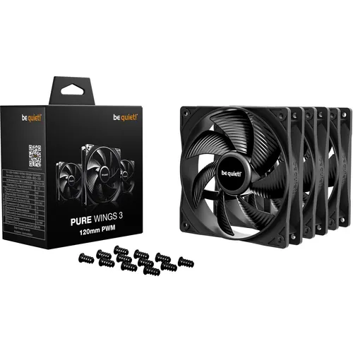 be quiet! Pure Wings 3 120mm PWM Lüfter 3er Pack - Gehäuse-Kühlung mit hoher Leistung und leiser Betriebsweise. Die Pure Wings 3 Lüfter bieten optimierte Leistung bei minimaler Geräuschentwicklung und sind ideal für dein Gaming-System.