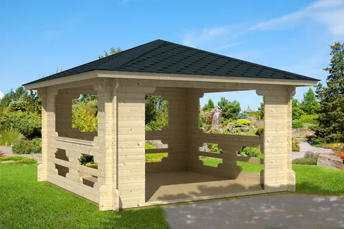Pavillon Walmdach 40 mm Ibiza 400x400 cm Tene - Gartenpavillon mit 40 mm Wandstärke und robustem Walmdach, ideal für gesellige Stunden im Garten oder auf der Terrasse.