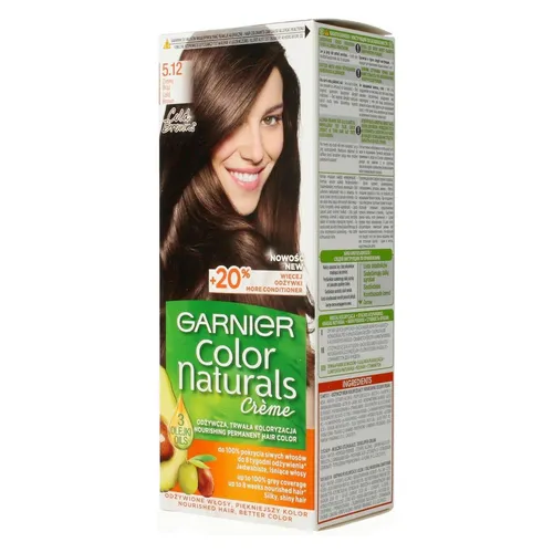 Garnier Color Naturals Creme Haarfarbe 5.12 Glacial Brown - Permanente Haarfarbe für Damen, die langanhaltende Farbintensität und strahlenden Glanz bietet. Perfekt zum Kaschieren von grauem Haar und für eine gleichmäßige Farbveränderung. Pflegeformel für schönes, glänzendes Haar.