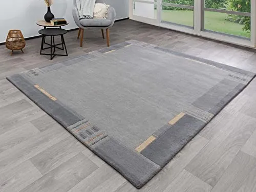 Steffensmeier Nepal Teppich Peschawar | Wolle | Schlafzimmer | Silber, Größe: 70x140 cm
