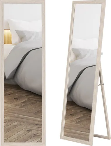 HOMCOM Ganzkörperspiegel aus Hartglas, Weiß - 160 cm - Standspiegel in elegantem Design, 160 x 50 cm für eine vollständige Kopf bis Fuß Ansicht. Flexibel montierbar oder freistehend, bruchsicheres Glas für sicherere Nutzung.