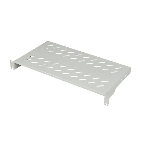 Koscom Connect Fachboden für Netzwerkschrank 19 Zoll I Server Rack Ablagefach 483 x 250 x 45 mm I 1 HE Einlegeboden zum Festeinbau I Perforiertes Lochblech I Traglast 25 kg (Grau, 250 mm)