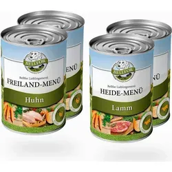 Bellfor Starter-Paket Nassfutter - Getreidefrei: 2 x Bellfor Freiland-Menü 400 g, 2 x Bellfor Heide-Menü 400 g - 1,600.00 g