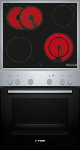 Bosch MDA EB-Herdset Express HND211GR62 - Herdset mit 3D Heißluft und 4 Kochstellen, energieeffizient mit der Klasse A für perfektes Kochen und Backen in der modernen Küche.