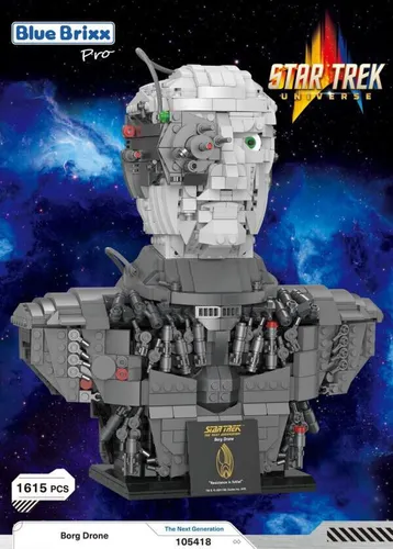 BlueBrixx Pro - Star Trek Borg Drohne Büste - Modellbausatz für Erwachsene und Kinder, 1615 Teile, Sammlerset, Artikelnummer 105418