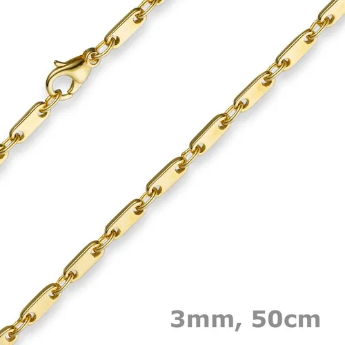 585 Gold Gelbgold Plattenkette 50cm für Herren - Elegante 3mm Halskette aus 585er Gold, ideal für stilbewusste Herren. Hochwertige Verarbeitung und zeitloses Design für jeden Anlass.