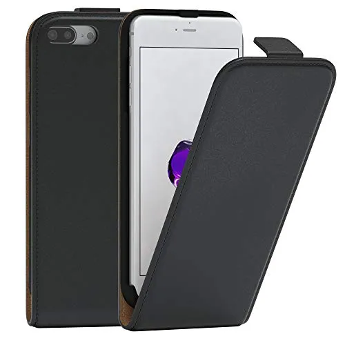 EAZY CASE Hülle kompatibel mit iPhone 7 Plus / 8 Plus Flip Cover zum Aufklappen, Handyhülle aufklappbar, Schutzhülle, Flipcover, Flipcase, Flipstyle Case vertikal klappbar, aus Kunstleder, Schwarz