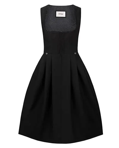 Stockerpoint Damen Zita Midi Dirndl ohne Schürze, schwarz, 38 - Elegantes Midi Dirndl ohne Schürze in schwarz, ideal für festliche Anlässe. Hochwertiger, pflegeleichter Stoff mit liebevollen Details und trachtigen Zierborten.