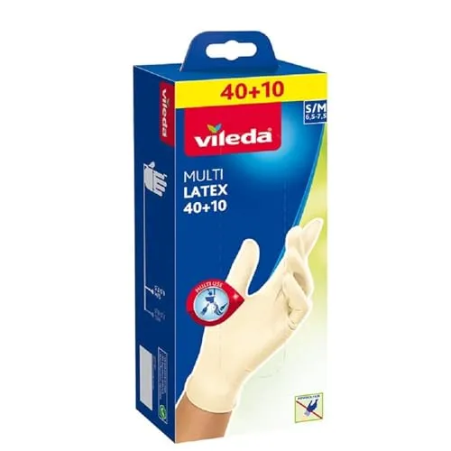 Vileda Einweg-Multi-Latex-Handschuhe, klein/mittel, Packung mit 50 Stück