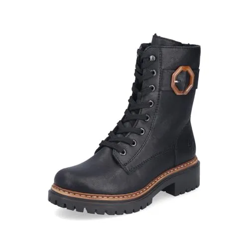 Schnürstiefelette RIEKER "Rieker Stiefelette Lederimitat" Damen - Wanderschuhe mit hohem Tragekomfort und warmem Futter, ideal für kalte Tage und lange Spaziergänge. Der seitliche Reißverschluss ermöglicht einfaches An- und Ausziehen.