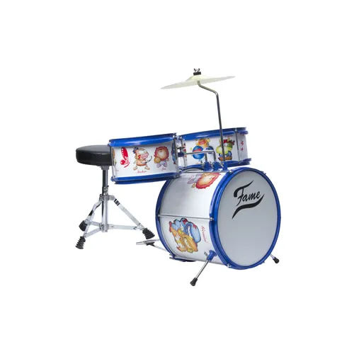 Fame Kiddyset 3 PC Junior Drumset - Drumset für Kinder ab 3 Jahren, 3-teilig mit bunten Motiven, ideal für kleine Drum Heroes, fördert spielerisch die Musikalität.