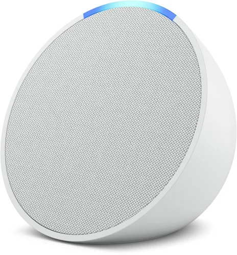 Amazon Echo Pop Streaming-Lautsprecher weiß - Kompakter Bluetooth-Lautsprecher mit Alexa, vollwertiger Klang für kleine Räume und nachhaltiges Design aus recycelten Materialien