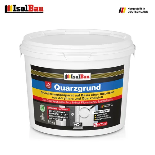 Quarzgrund Haftgrund Putzgrund Weiß 15 kg - Isolbau - Dichtmaterialien für Innen- und Außenbereich, dickbeschichtend, wasserdicht und frostbeständig. Ideal für eine schnelle und einfache Verarbeitung.