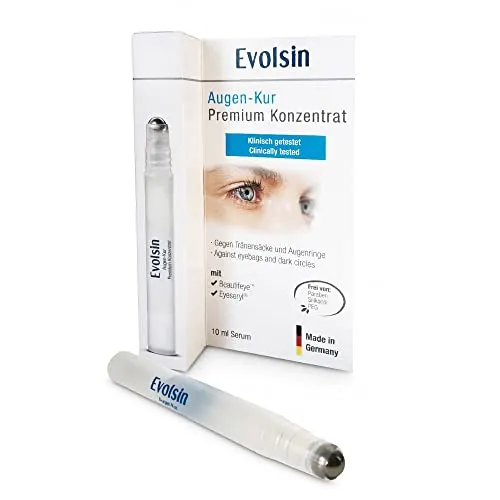 Evolsin Augenserum | Tränensäcke und Augenringe entfernen | Effektive Linderung von Schwellungen, Falten und müden Augen | Natürliche Anti-Aging Wirkstoffe