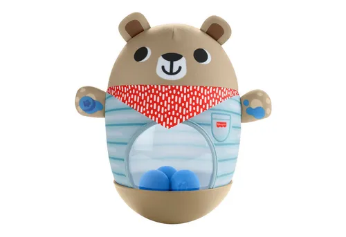 Fisher-Price Wackelbär Camping-Freunde - 33 cm großer Wackelbär mit beschwerter Basis für interaktiven Spielspaß. Fördert die Grobmotorik und lädt zur sensorischen Entdeckung ein. Ideal für Babys ab 6 Monaten, erweckt das Camping-Abenteuer!