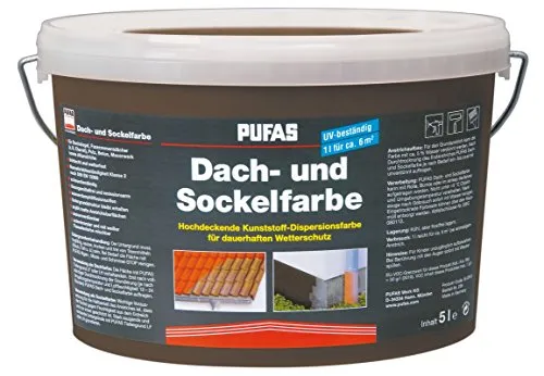 PUFAS Dach- + Sockelfarbe Anthrazit - 5 l Eimer - Lacke, lösungsmittelfrei und hochdeckend, ideal für dauerhaften Wetterschutz auf verschiedenen Untergründen.