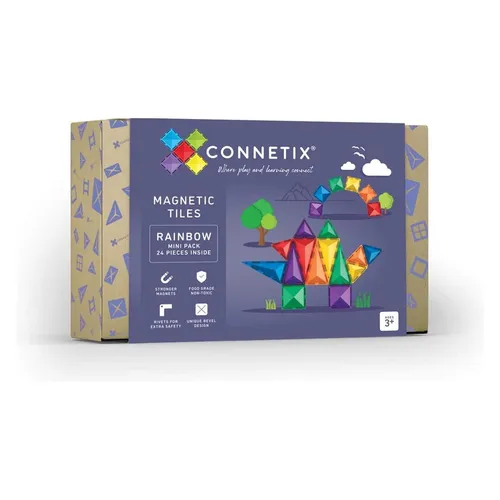 Connetix Rainbow Mini Pack - Kreatives Magnetspiel mit 24 Teilen - Pädagogisches Lernspiel für Kinder ab 3 Jahren, mit verstärkten, BPA-freien Magnetbausteinen für kreatives Spielen und Lernen.