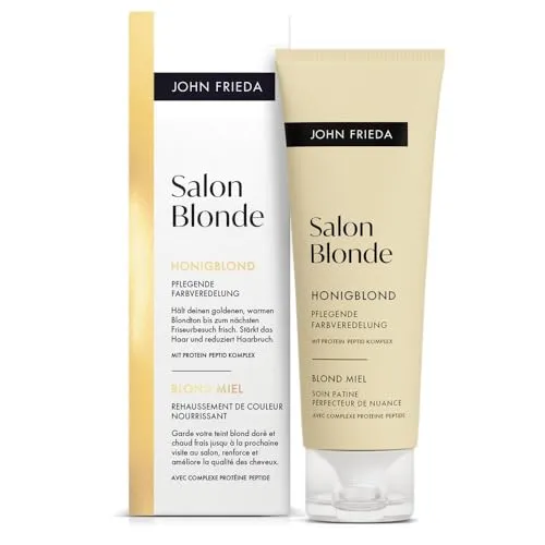 John Frieda Salon Blonde - Honigblond - Farbveredelung für strahlendes Haar - John Frieda Salon Blonde in Honigblond (120 ml) sorgt für einen frischen, warmen Blondton und verleiht Glanz. Ideal zur Pflege zwischen Friseurbesuchen und für widerstandsfähiges Haar. Vegan und ohne Ammoniak.