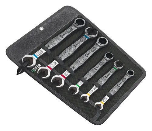 Wera 05020022001 6000 6002 Joker 6 Set 1 - 6-teiliges Maul-Ringratschen-Doppelmaulschlüssel-Set, mit Haltefunktion und Rückschwenkwinkel von nur 30°