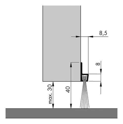 Ellen Türbodendichtung alu IBS 40 100 cm Bürstenhöhe 20 mm - 0309301
