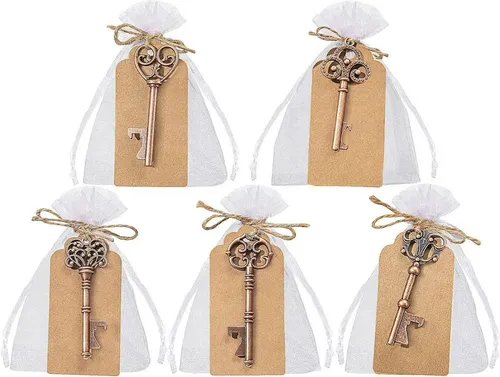 Vintage Schlüsselanhänger Flaschenöffner für Hochzeiten - Sonstige: 50 Stück ideal für Einladungen und DIY-Projekte, perfekt als Gastgeschenk für unvergessliche Hochzeiten.